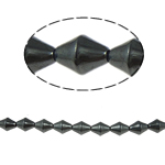 Nicht-magnetische Hämatit Perlen, Non- magnetische Hämatit, Doppelkegel, schwarz, Grade A, 4x6mm, Bohrung:ca. 1mm, Länge 15.5 ZollInch, 10SträngeStrang/Menge, verkauft von Menge