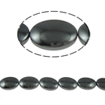 Nicht-magnetische Hämatit Perlen, Non- magnetische Hämatit, oval, schwarz, Grade A, 12x16x6mm, Bohrung:ca. 1.5mm, Länge:15.5 ZollInch, 10SträngeStrang/Menge, verkauft von Menge
