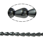 Nicht-magnetische Hämatit Perlen, Non- magnetische Hämatit, Tropfen, schwarz, Grade A, 6x9mm, Bohrung:ca. 2mm, Länge 15.5 ZollInch, 10SträngeStrang/Menge, verkauft von Menge