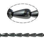 Nicht-magnetische Hämatit Perlen, Non- magnetische Hämatit, Tropfen, schwarz, Grade A, 6x12mm, Bohrung:ca. 2mm, Länge:15.5 ZollInch, 10SträngeStrang/Menge, verkauft von Menge