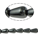 Nicht-magnetische Hämatit Perlen, Non- magnetische Hämatit, Tropfen, schwarz, Grade A, 8x12mm, Bohrung:ca. 2mm, Länge:15.5 ZollInch, 10SträngeStrang/Menge, verkauft von Menge