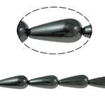 Nicht-magnetische Hämatit Perlen, Non- magnetische Hämatit, Tropfen, schwarz, Grade A, 12x25mm, Bohrung:ca. 2mm, Länge:15.5 ZollInch, 10SträngeStrang/Menge, verkauft von Menge