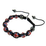 Resin, with Wax Cord & Non Magnetic Hematite & Resin Rhinestone, woven, with rhinestone, 10mm, Sold Per 7.5 Inch Strand