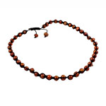 Woven Ball Necklaces, perla d'acquadolce coltivata naturalmente, with corda di cera, 9-10mm, Venduto per 18 pollice filo