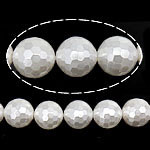 South Sea Shell Beads, Round, faceted, white, 12mm, Hole:Approx 0.8mm, Approx 34PCs/Strand, Sold Per Approx 16 Inch Strand