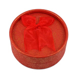 Cardboard Jewelry Set Box, finger ring & earring, with Velveteen, Flat Round, red, 84x36mm, 12PCs/Bag, Sold By Bag