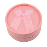 Cardboard Jewelry Set Box finger ring & earring with Velveteen Flat Round pink Sold By Bag