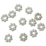 Tibetan Style Spacer Beads, Flower, platinum color plated, lead & cadmium free, 4x4x1.50mm, Hole:Approx 1mm, Approx 16666PCs/KG, Sold By KG