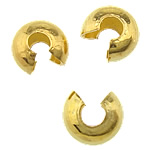 Cache Perle à écraser, laiton, spiral, Placage de couleur d'or, sans plomb et cadmium, 5x4.50x3mm, Trou:Environ 1.5mm, 200PC/sac, Vendu par sac