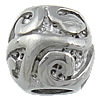 Edelstahl European Perlen, Trommel, ohne troll, originale Farbe, 12x11mm, Bohrung:ca. 6mm, 30PCs/Tasche, verkauft von Tasche