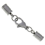 Stainless Steel Lobster Claw Cord Clasp, Teardrop, with end cap, original color, 5x10.5mm, 3mm, 50Sets/Lot, Sold By Lot