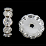 Separadores de Diamantes de Imitación, metal, Donut, chapado en color de platina, con un diamantes de imitación de Categoría A, 17x5mm, agujero:aproximado 2.5mm, 100PCs/Bolsa, Vendido por Bolsa