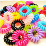 Τηλέφωνο Wire Μαλλιά Ελαστική, Πλαστική ύλη, μικτά χρώματα, 35-40mm, 100PCs/τσάντα, Sold Με τσάντα