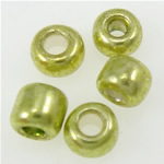 Perline semi in vetro con linee in argento , perline in vetro, verde, 2x1.90mm, Foro:Appross. 1mm, Venduto da borsa