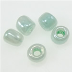 Lustered Glas utsäde pärlor, Glass Seed Beads, Rondelle, ceylon, grön, 2x1.90mm, Hål:Ca 1mm, Säljs av Bag
