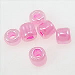 Блестящий бисер, Стеклянный бисер, Круглая, Кремовый, розовый, 2x1.90mm, отверстие:Приблизительно 1mm, продается сумка