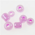 Ceylon Glass Seed Beads, Rondelle, pink, 2x1.90mm, Hole:Approx 1mm, Sold By Bag