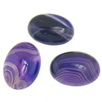 Streifen Achat Cabochon, flachoval, natürlich, flache Rückseite, violett, 22x30x8mm, 10PCs/Tasche, verkauft von Tasche