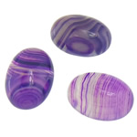 Streifen Achat Cabochon, flachoval, flache Rückseite, violett, 13x18x6mm, 50PCs/Tasche, verkauft von Tasche