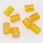 Transparent Glass Seed Beads, Tube, translucent, yellow, 2x3mm, Hole:Approx 1mm, Sold By Bag
