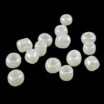 Ceylon Glas Frø Perler, Glas Seed Beads, Rondelle, hvid, 2x3mm, Hole:Ca. 1mm, Solgt af Bag