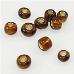 Perline semi in vetro con linee in argento , perline in vetro, Cerchio, fodera argento, marrone, 2x3mm, Foro:Appross. 1mm, Venduto da borsa