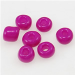 Perles de verre rocaille lustrées, perles de rocaille en verre, rondelle, rose fuchsia, 2x3mm, Trou:Environ 1mm, Vendu par sac