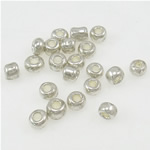 Silver fodrade glas Seed Beads, Glass Seed Beads, Rund, silverkantade, silver, 2x3mm, Hål:Ca 1mm, Ca 10000PC/Bag, Säljs av Bag