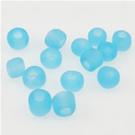 Matteret glas frø perler, Glas Seed Beads, Rondelle, frosted, blå, 2x3mm, Hole:Ca. 1mm, Solgt af Bag
