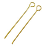 Iron Eyepins, gold color plated, nickel, lead & cadmium free, 0.70x26mm, Approx 2500PCs/Bag, Sold By Bag