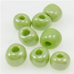Lustered Glas utsäde pärlor, Glass Seed Beads, Rondelle, grön, 3x3.60mm, Hål:Ca 1mm, Säljs av Bag