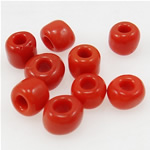 Perles en verre rocaille opaque, perles de rocaille en verre, rondelle, rouge, 3x3.60mm, Trou:Environ 1mm, Vendu par sac
