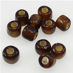 Sølv Foret Glass Seed Beads, Glas Seed Beads, Rondelle, kaffe farve, 3x3.60mm, Hole:Ca. 1mm, Solgt af Bag