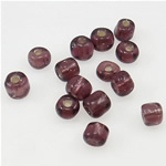 Sølv Foret Glass Seed Beads, Glas Seed Beads, lilla, 3x3.60mm, Hole:Ca. 1mm, Solgt af Bag