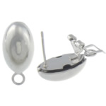 Iron Clip On Earring Finding Oval platinum color plated with loop nickel lead & cadmium free Approx 2.5mm Sold By Bag
