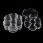 Smykker Perler Container, Plastic, Flower, gennemskinnelige, hvid, 104x20x104mm, Solgt af PC