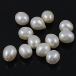 Cultured Half Drilled Freshwater Pearl Beads, Teardrop, natural, half-drilled, white, 10-11mm, Hole:Approx 0.5mm, Sold By PC
