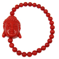 Coral Bracelet, red, 18x27x10mm, Length:6 Inch, 10Strands/Bag, Sold By Bag