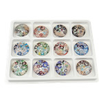 Millefiori Slice Lampwork Pendants, Flat Round, gold sand and silver foil, mixed colors, 50x12mm, Hole:Approx 8.7mm, 12PCs/Box, Sold By Box