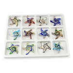 Gold Sand & Silver Foil Lampwork Pendants Star gold sand and silver foil mixed colors Approx 7.5mm Sold By Box