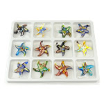 Millefiori Slice Lampwork Pendants, Star, gold sand, mixed colors, 55x53x9.50mm, Hole:Approx 7.5mm, 12PCs/Box, Sold By Box