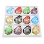 Lampwork, Teardrop, silver foil, mixed colors, 41.50x49x7.80mm, Hole:Approx 11x10mm, 12PCs/Box, Sold By Box