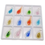 Inner Flower Lampwork Pendants, Leaf, mixed colors, 55.50x30x10.50mm, Hole:Approx 11x7.5mm, 12PCs/Box, Sold By Box