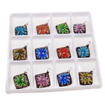 Inner Flower Lampwork Pendants, Rhombus, mixed colors, 48x37x11mm, Hole:Approx 5.5mm, 12PCs/Box, Sold By Box