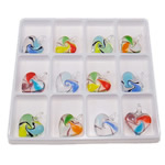 Fashion Lampwork Pendants, Heart, mixed colors, 43.50x35x14mm, Hole:Approx 7.5x8mm, 12PCs/Box, Sold By Box