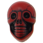 Antikakrylpärlor, Akryl, Skull, ogenomskinlig, Imitation Antique, röd, 25.50x17.50x14mm, Hål:Ca 2.5mm, 150PC/Bag, Säljs av Bag