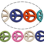Türkis Perlen, Synthetische Türkis, Frieden Logo, gemischte Farben, 20x4mm, Bohrung:ca. 1.5mm, ca. 20PCs/Strang, verkauft per ca. 15 ZollInch Strang