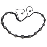 Woven Ball náhrdelníks, Nylon kabel, s Drahokamu Clay Pave Korálky & Non-magnetický hematit, s 54 kusy drahokamu & nastavitelný, 10mm, 8mm, Prodáno za Cca 20-27 inch Strand