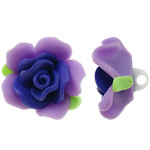 Polymer Ton Perlen , Blume, violett, 31x21mm, Bohrung:ca. 4mm, 100PCs/Tasche, verkauft von Tasche
