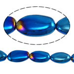 Perle di cristallo, Ovale, elettroforesi, Crystal Metallic Blue, 15-20mm, Foro:Appross. 1.2-1.5mm, Lunghezza 16.5 pollice, 20Strandstrefolo/lotto, Venduto da lotto